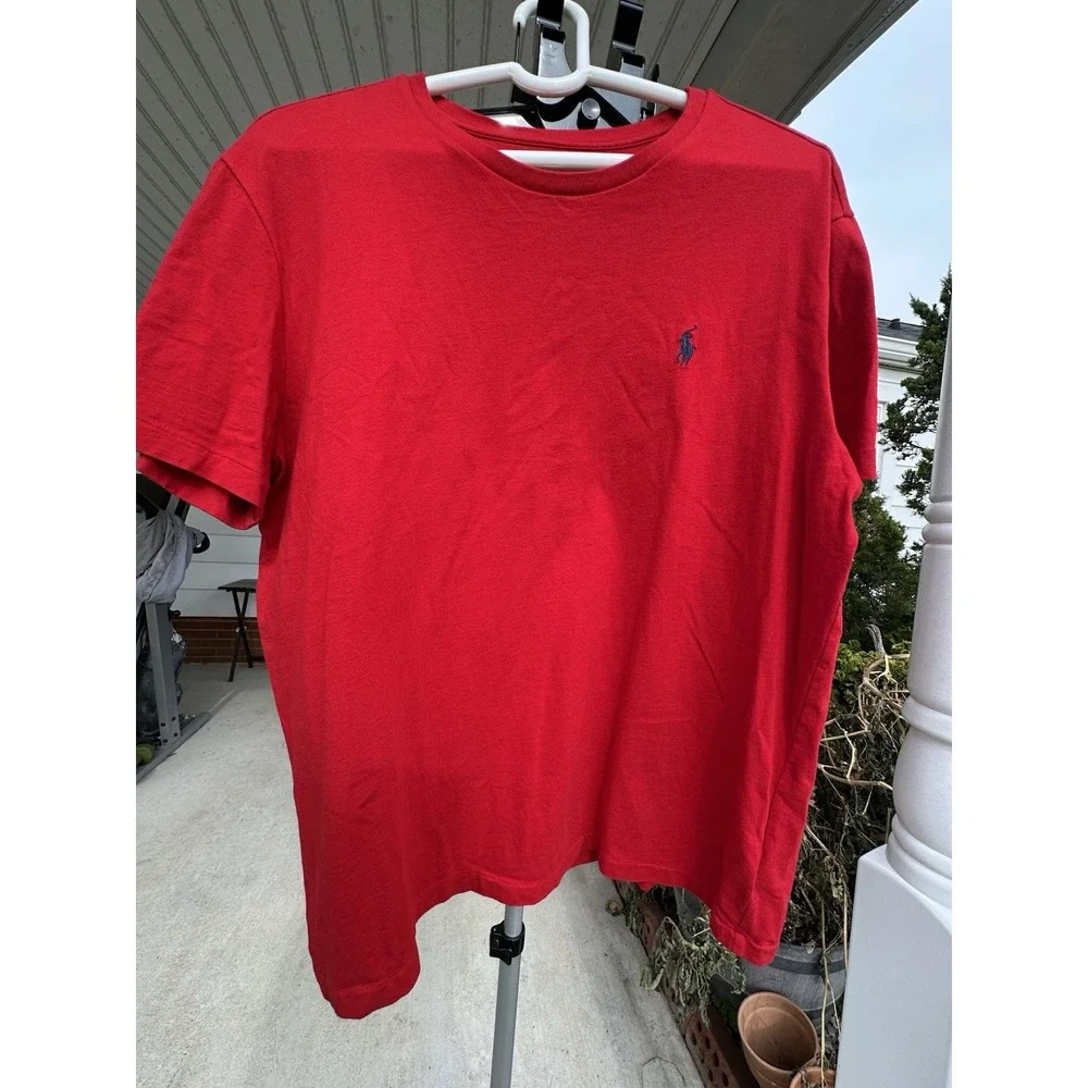 Polo Ralph Lauren Size L Large CREWNECK Cotton T- Shirt‎ Men's Color Red